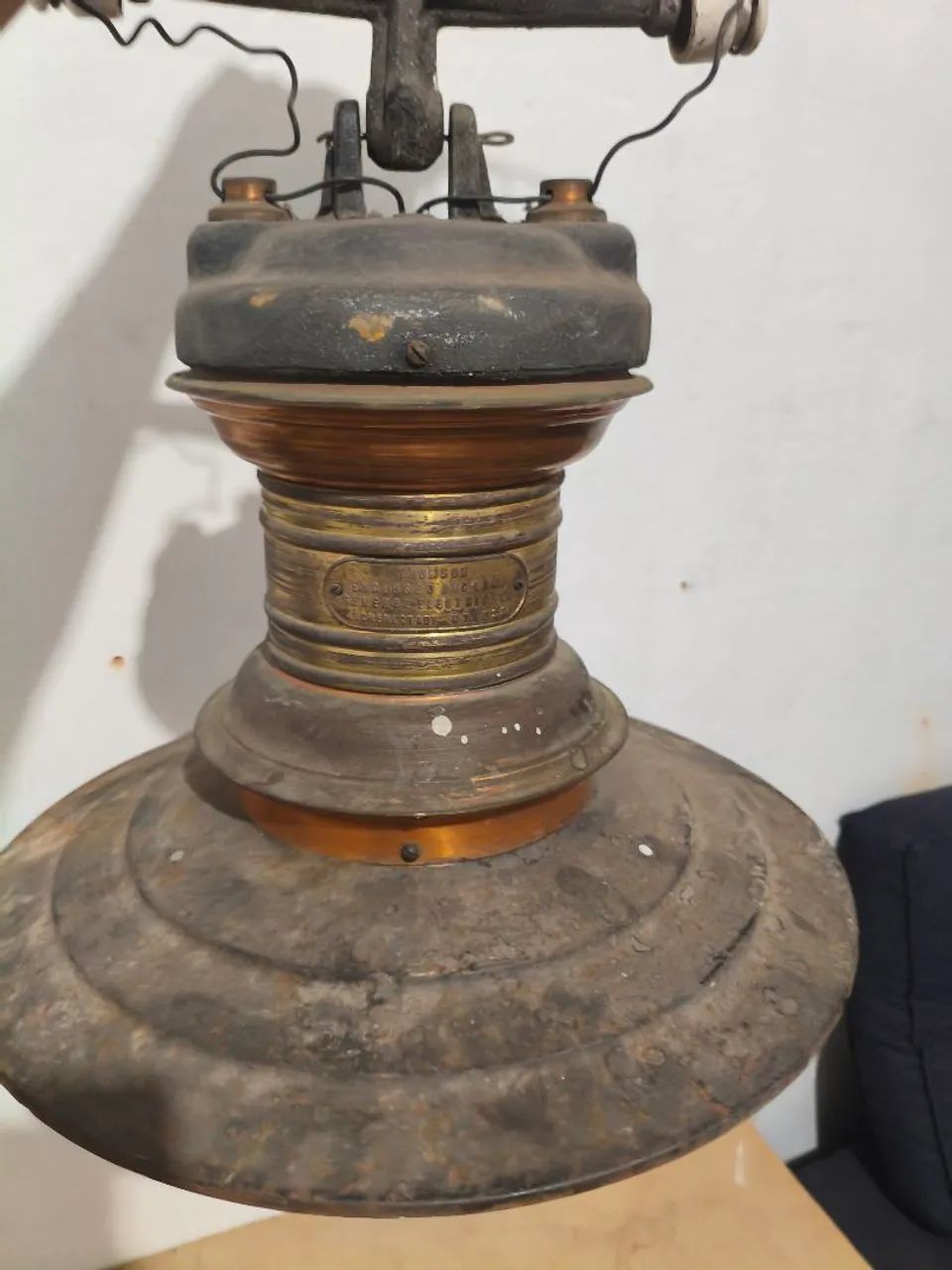Antiga Luminária Lustre Pendente Ferroviário Thomson - Made in USA - Foto 3