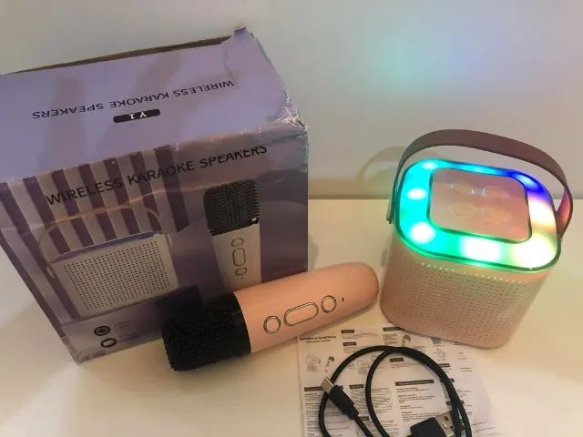 Mini Caixa de Som Bluetooth com Microfone Karaokê Infantil - Foto 5