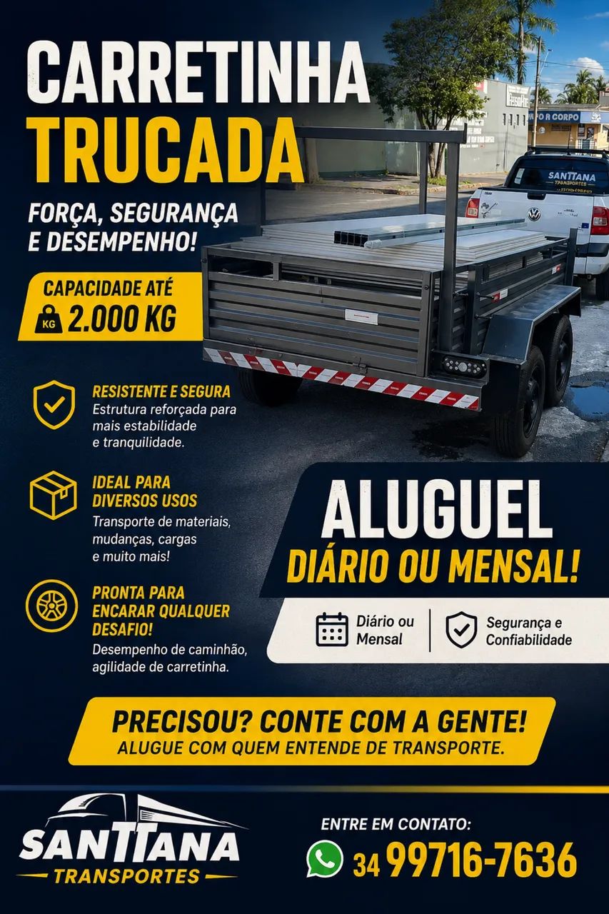 Carretinha trucada disponível para locação 
