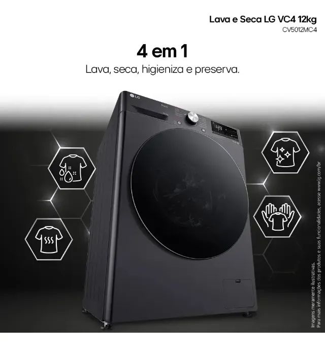 Lava e Seca Smart LG VC4 12kg Titanium com Inteligência Artificial AIDD - 220V - Foto 4