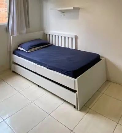 Cama Solteiro 100% MDF com auxiliar retrátil 