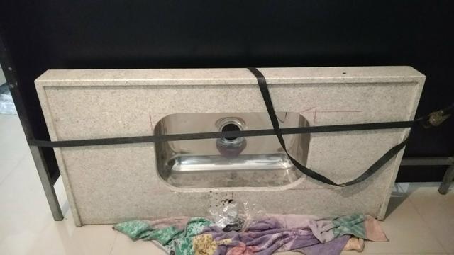 Pia nova granito branco siena tampo cozinha