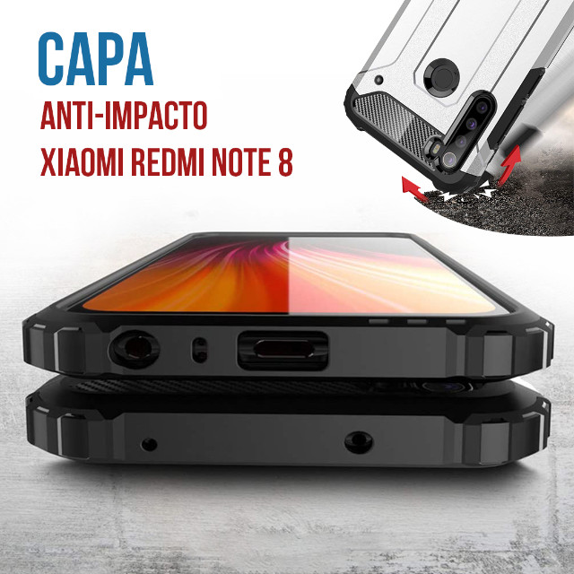 Capa De Celular Anti-impacto Preta Para Xiaomi Redmi Note 8