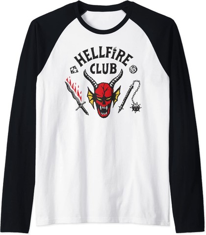 Camiseta Raglan Club Hellfire Manga comprida (Stranger Things) Tam M