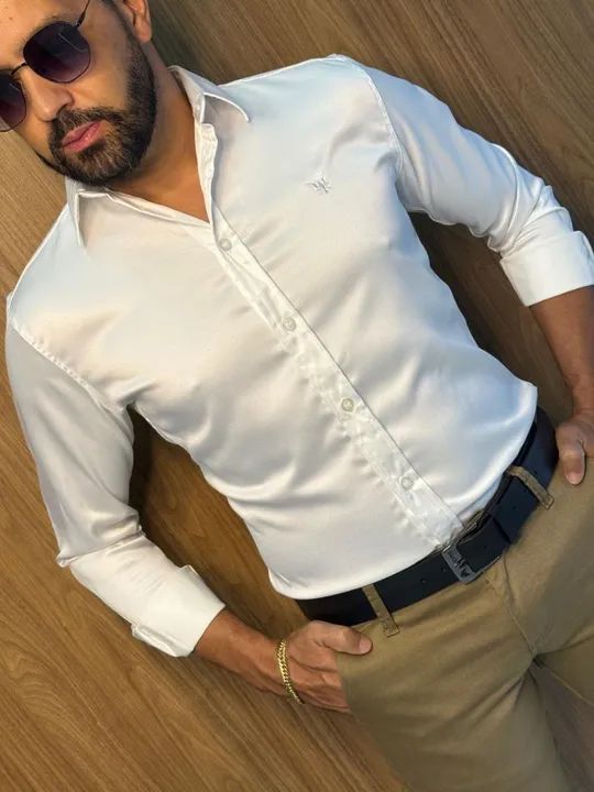 Camisas Masculinas Acetinadas Slim - Foto 3