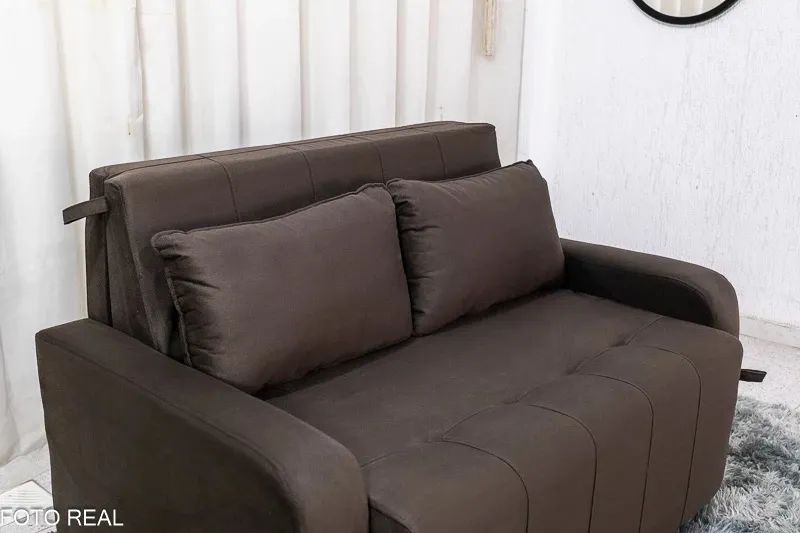 Sofá Cama  New Larg. 1.37m Veludinho Marrom rf65 - Foto 4