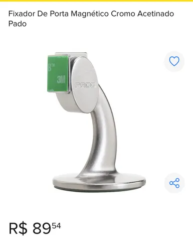 Fixador De Porta Magnético Cromo Acetinado Pado
