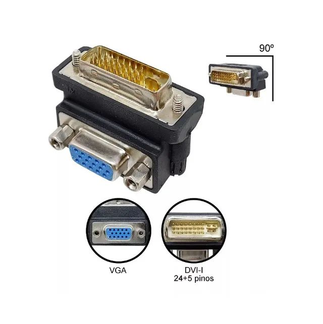 Adaptador Dvi-I 90 Graus (Dual Link) Macho Para VGA 
