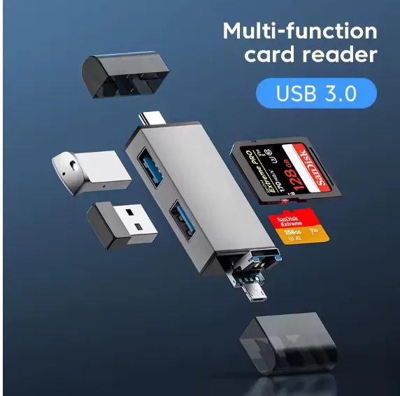 Adaptador 7 Em 1 Hub Otg Tipo-c 3.1 Usb 3.0 Micro Usb - Foto 2