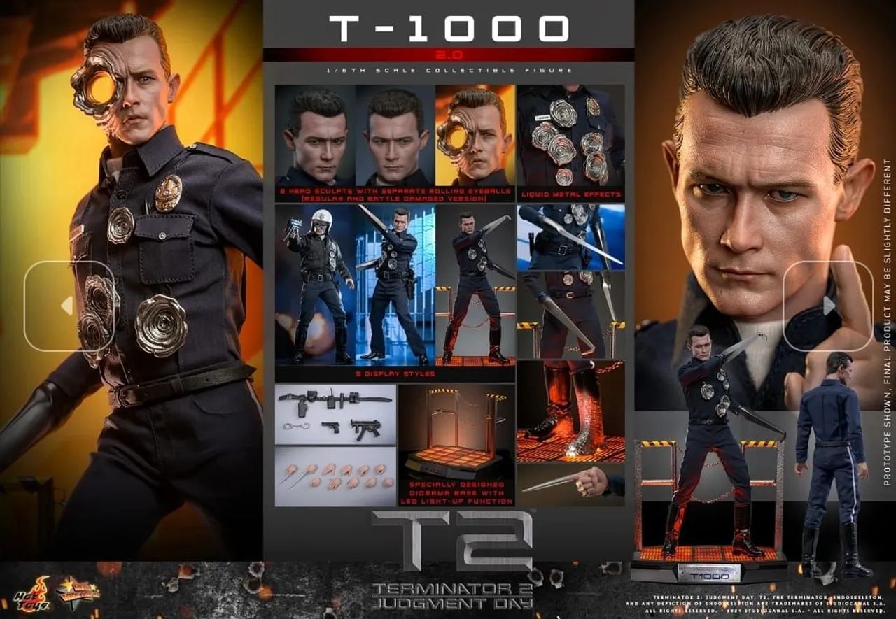 Hot toys T1000 2.0 terminator exterminador do futuro 2 T800