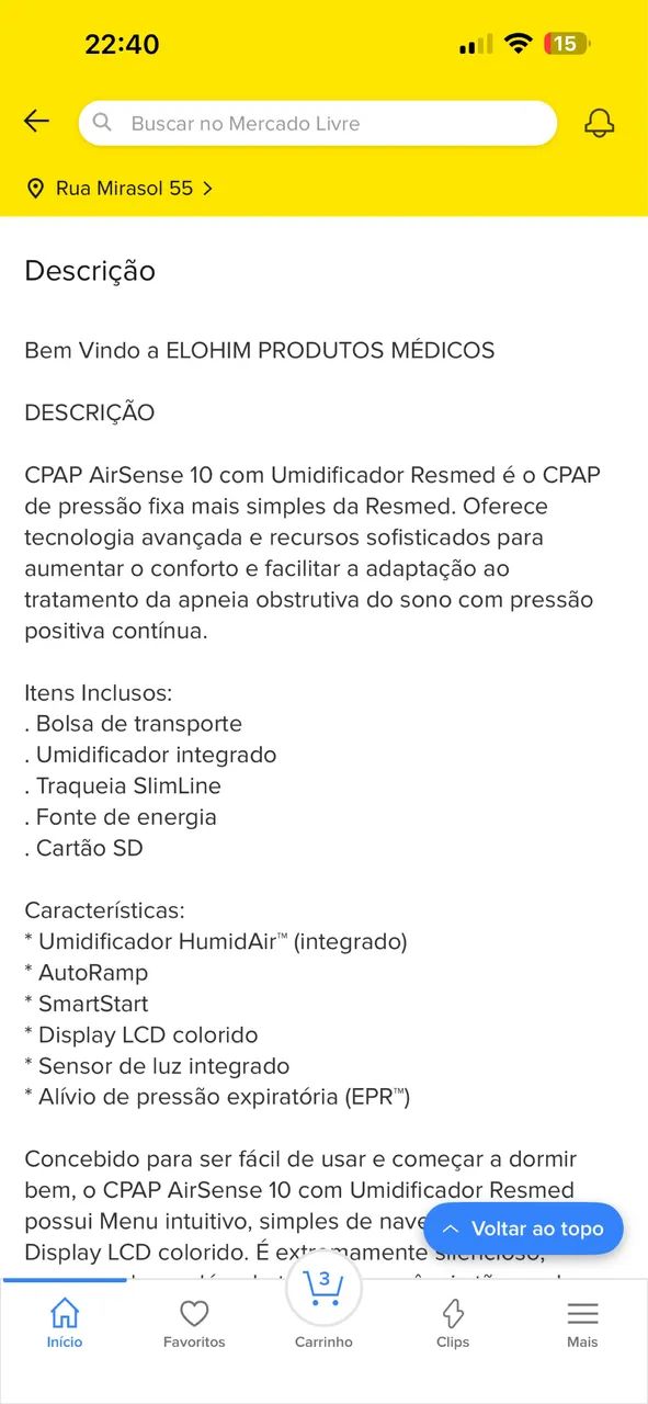 Cpap automático resmed 63824545722625122