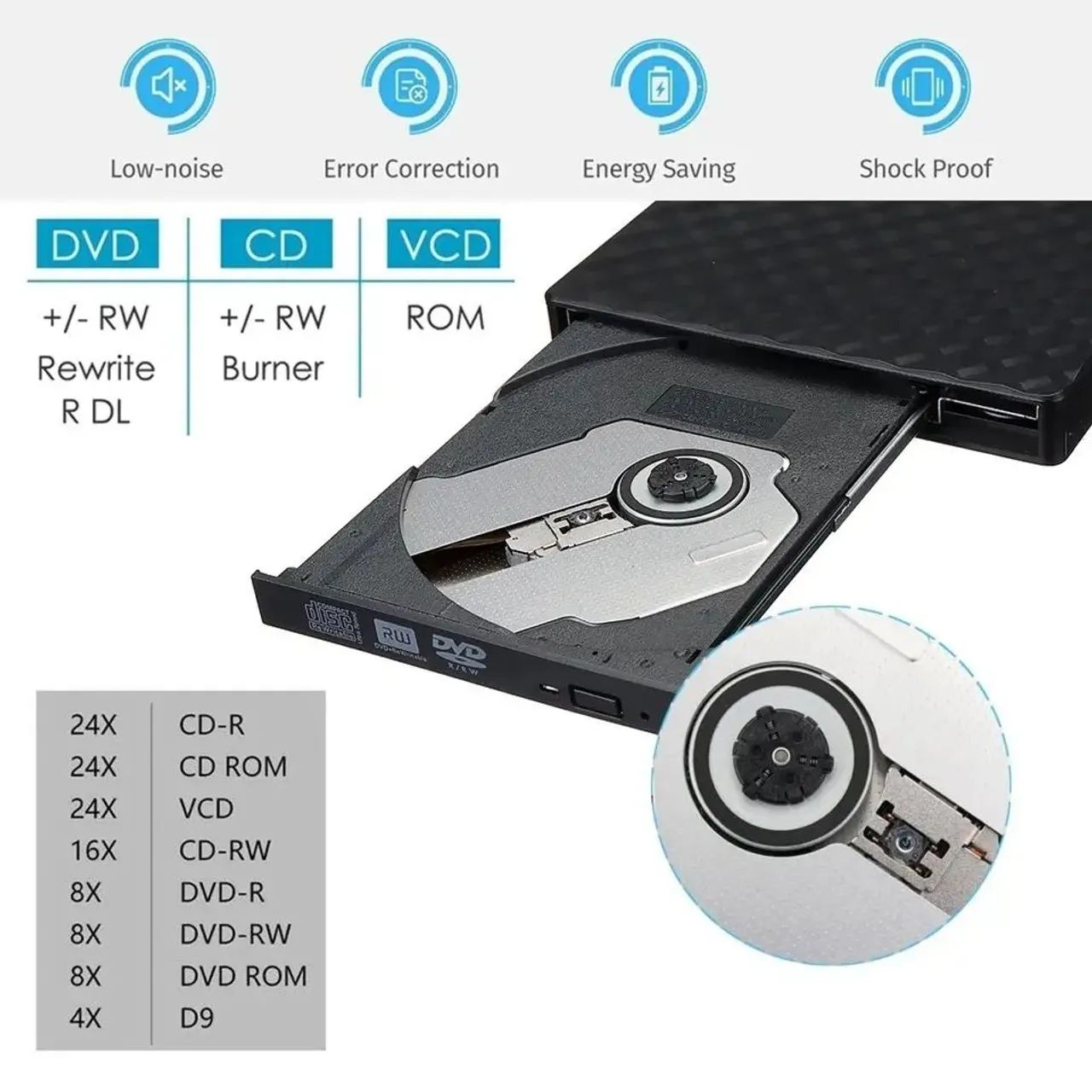 Drive de CD/DVD Externo USB 3.0 para Notebook e PC - Foto 5