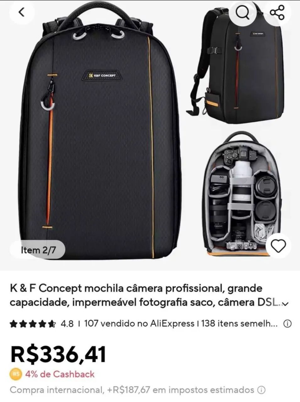 Mochila para Câmera e Drones K&F Concept64318753566850125