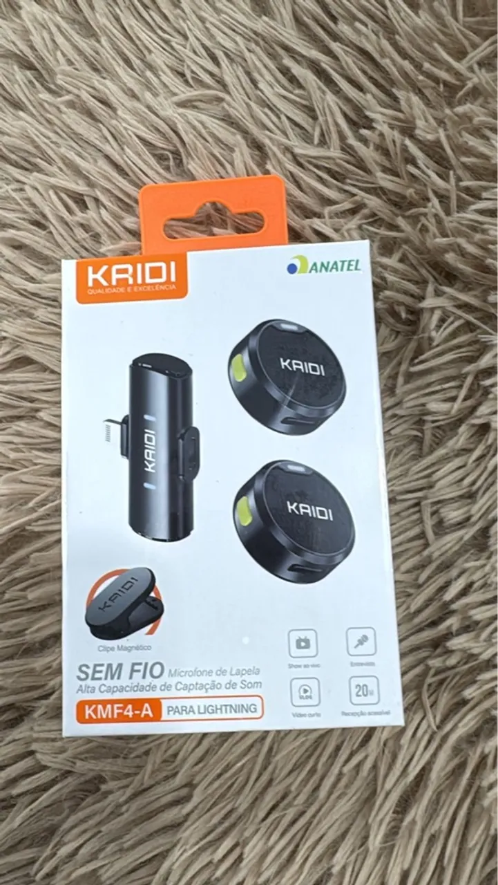 Lançamento Microfone de Lapela Sem Fio Kaidi KMF4-A para Lightning