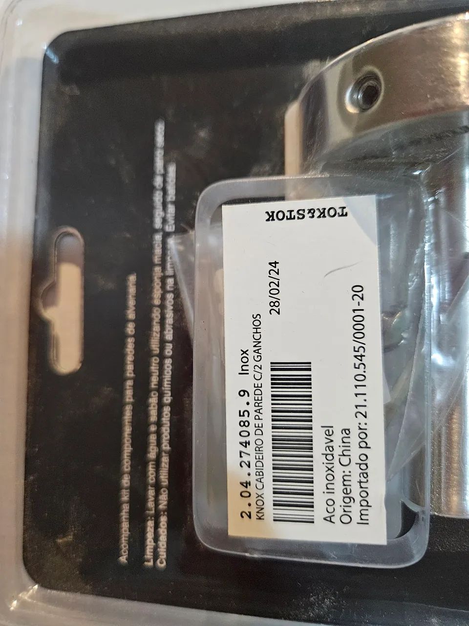 Cabide Duplo de Aço Inox para Banheiro Tok&Stok - NOVO - Foto 3