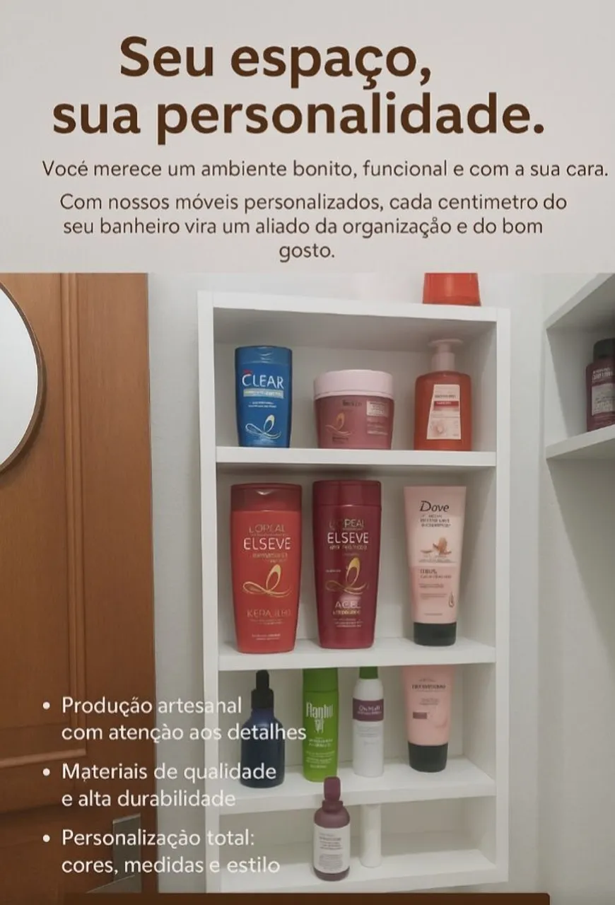 Prateleira personalizada para banheiro