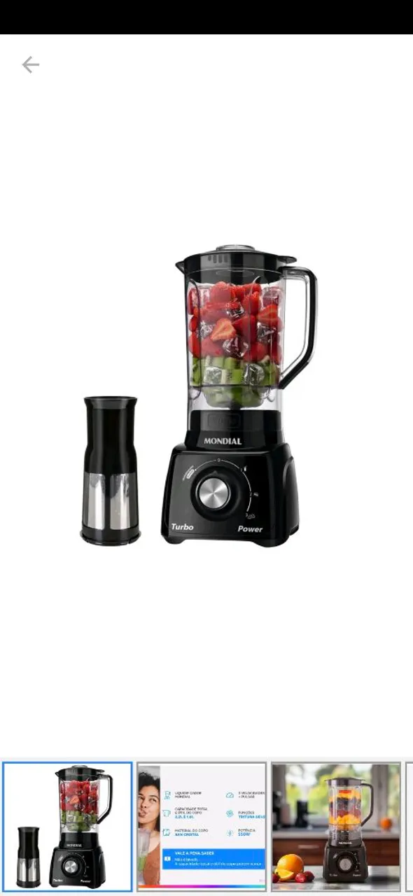 Liquidificador Mondial Turbo Power 1200W - Novo na Caixa!