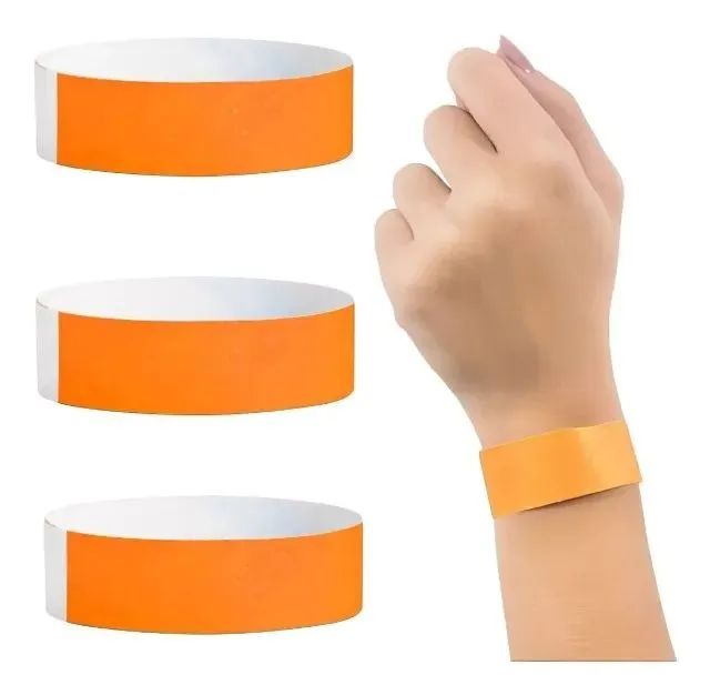 kit 100 Pulseiras Identificação Para Balada Festas Eventos Laranja para impressora laser