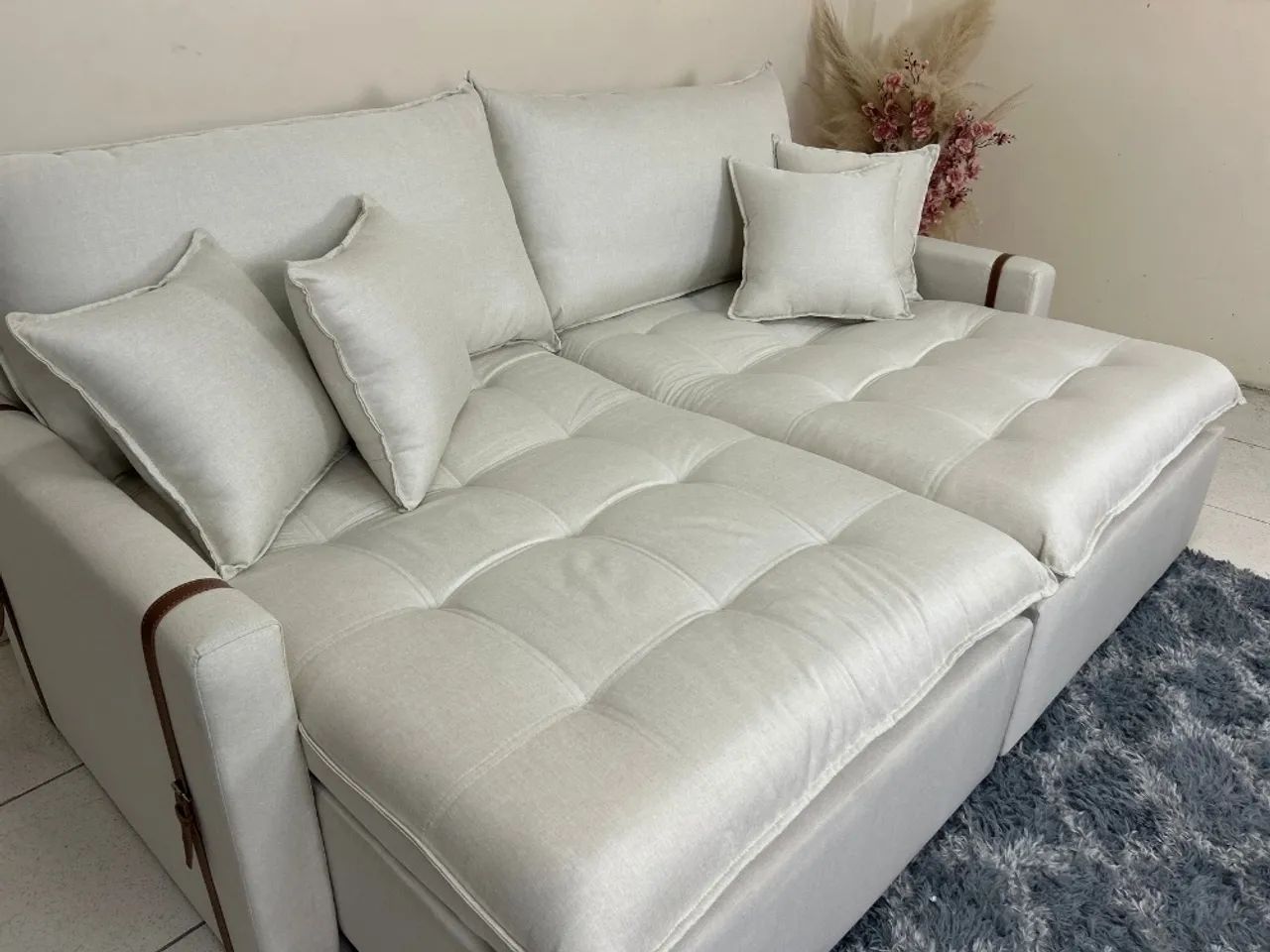 Sofá Cama/Retrátil Soft Molas Ensacadas 2,20m Linho l65 - Foto 3
