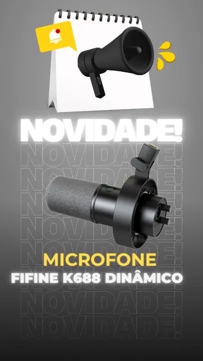 Microfone Fifine K688 para PC gravação podcast XLR/USB para streaming de voz, Novo