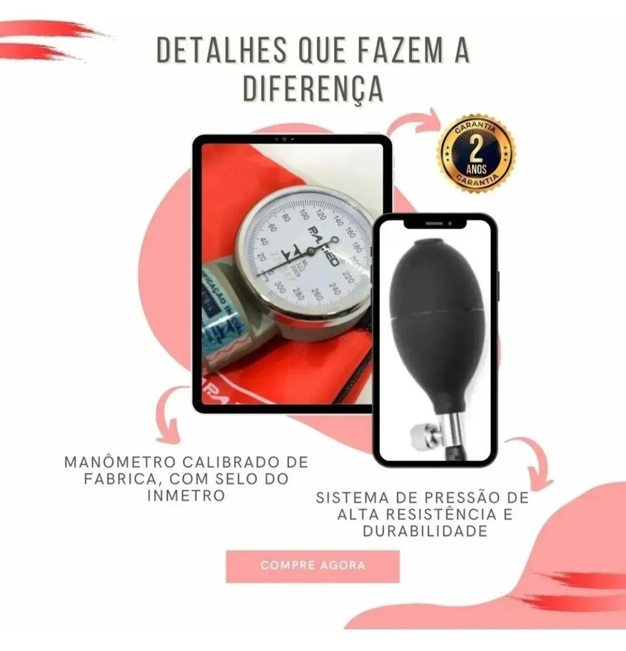 Aparelho De Pressao Esfigmo + Esteto Duplo Pamed Enfermagem - Foto 6