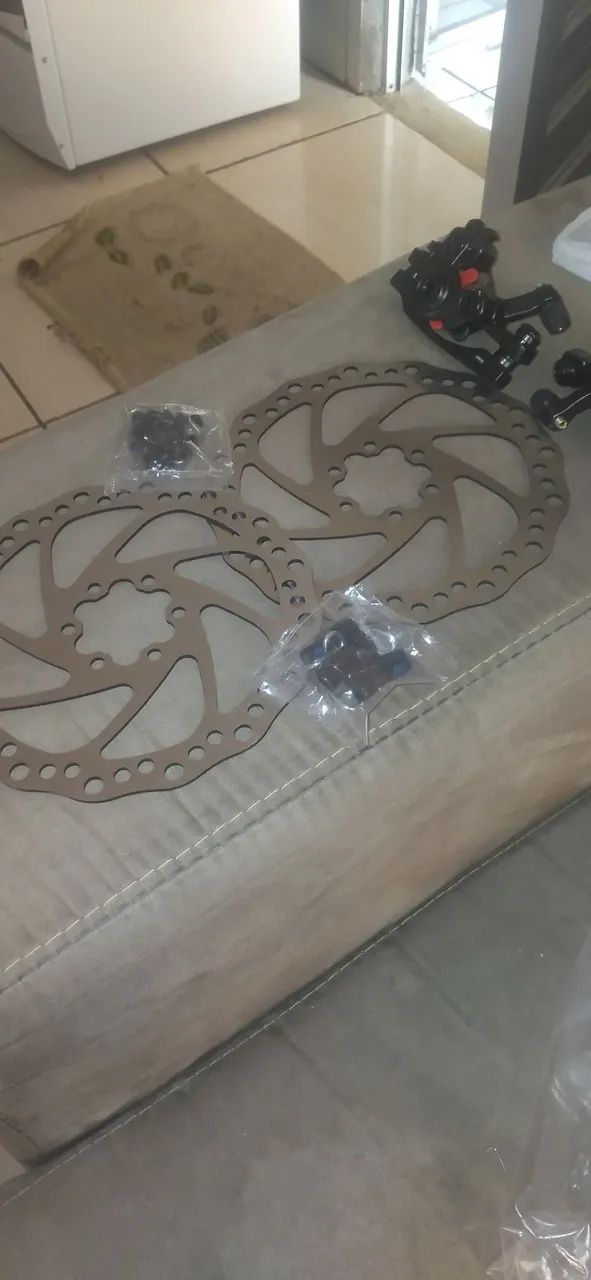Freio a disco pata bicicleta, rotor e pinças 