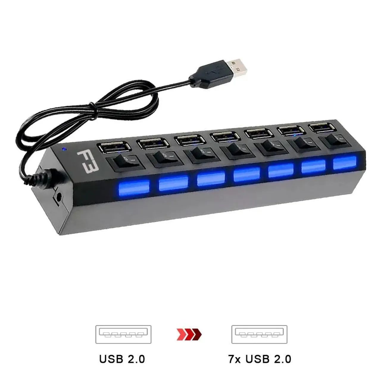Adaptador extensor hub usb 7 portas em 1 - 2.0 - Foto 2