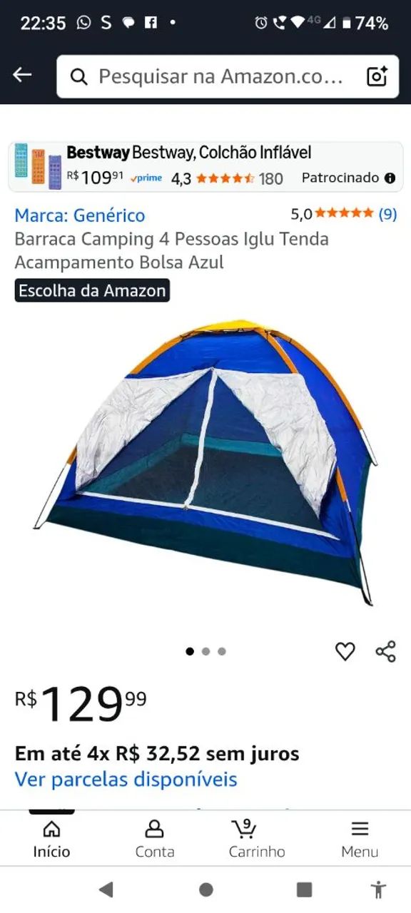 Selling Arizona 4-person camping tent, semi-new