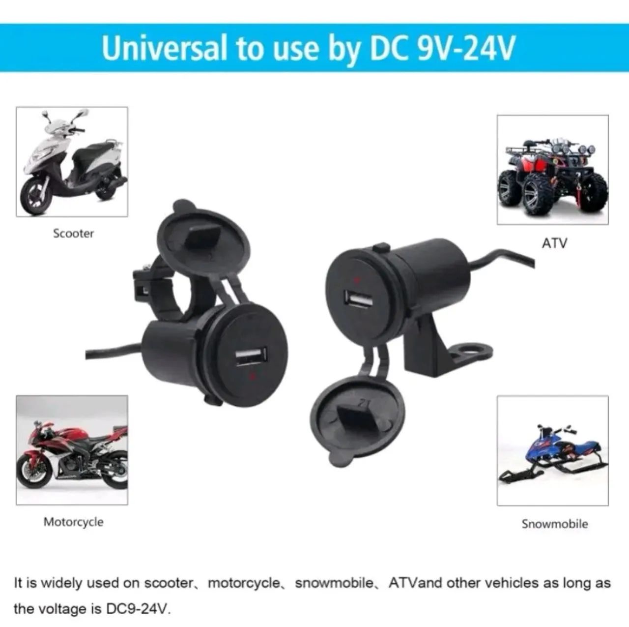 Carregador Celular USB para Moto Tomada Impermeável
