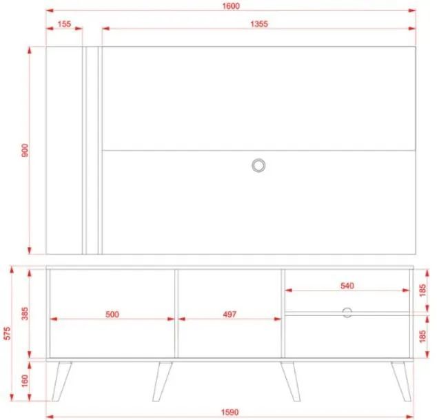 Conjunto Rack com painel Bechara até 65 polegadas  - Foto 3