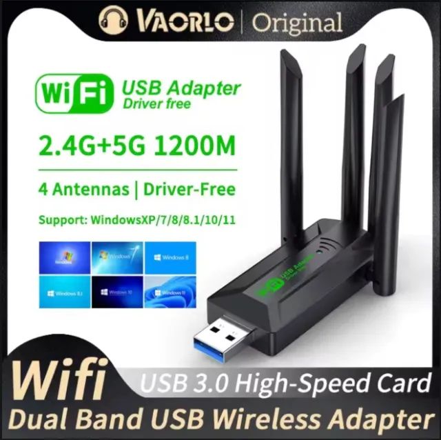Adaptador USB 3.0 WiFi VAORLO 1200Mbps Dual Band 2.4G + 5Ghz Wi-Fi - Foto 3
