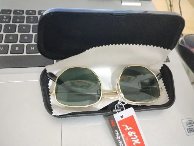 Oculos Sol Hexagonal UV400 - Lentes Verdes (Novo) - Foto 4