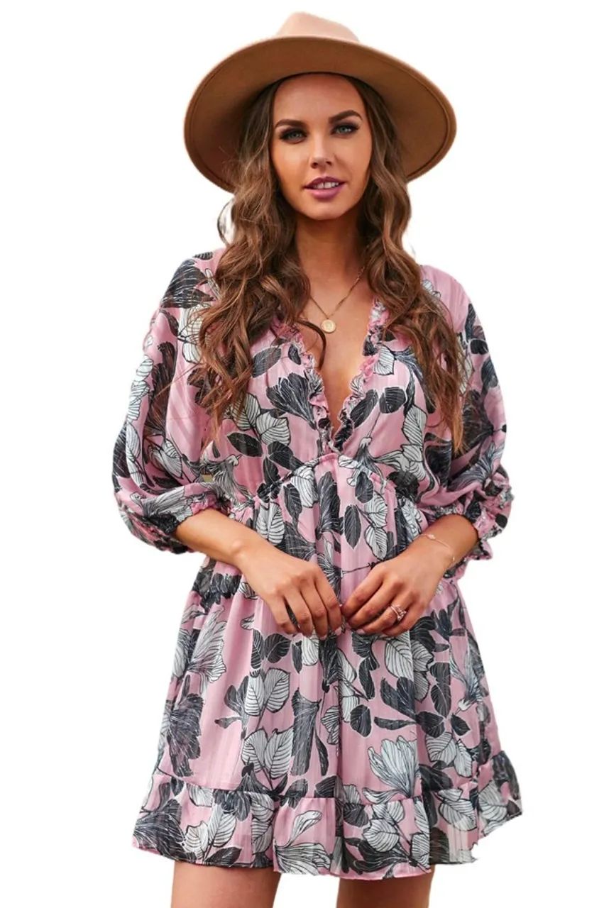 Vestido estilo boneca/evasê multicolorida com babado NOVO/SEM USO