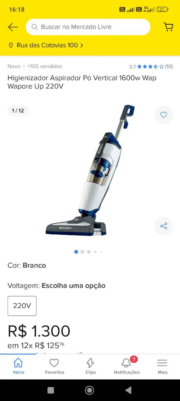 Aspirador de Pó Vertical 1600w Wap Wapore Up 127
