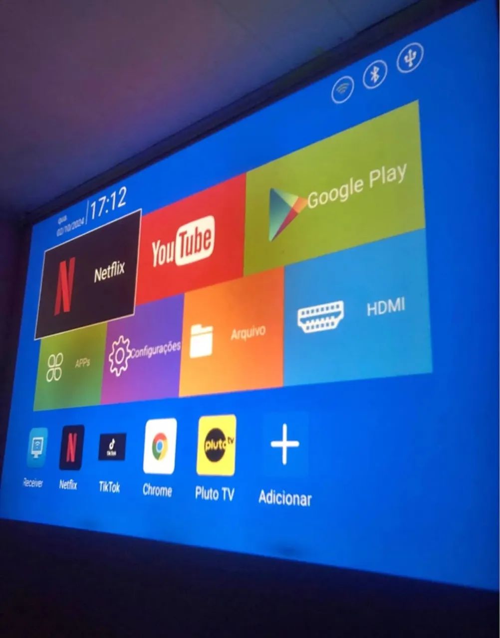 Projetor 4k completo todos canais, Android, telão até 150 polegadas top 64418734306562124