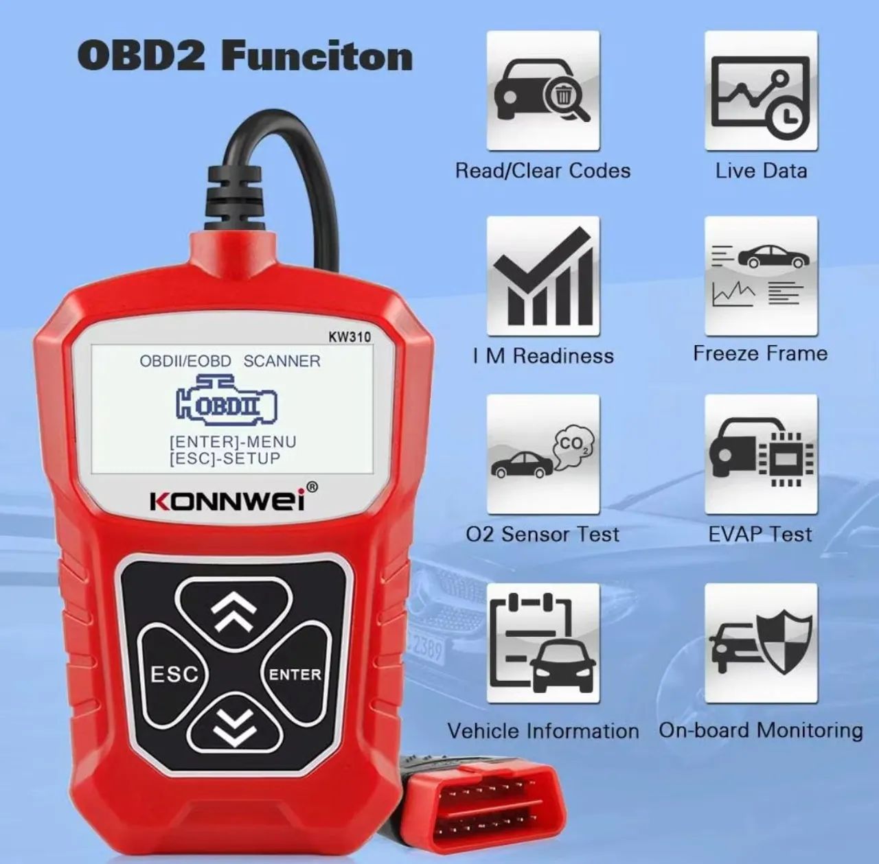 Scanner KONNWEI KW310 Leitor de Código OBD2 Ferramenta ELM 327 V1.5. - Foto 4