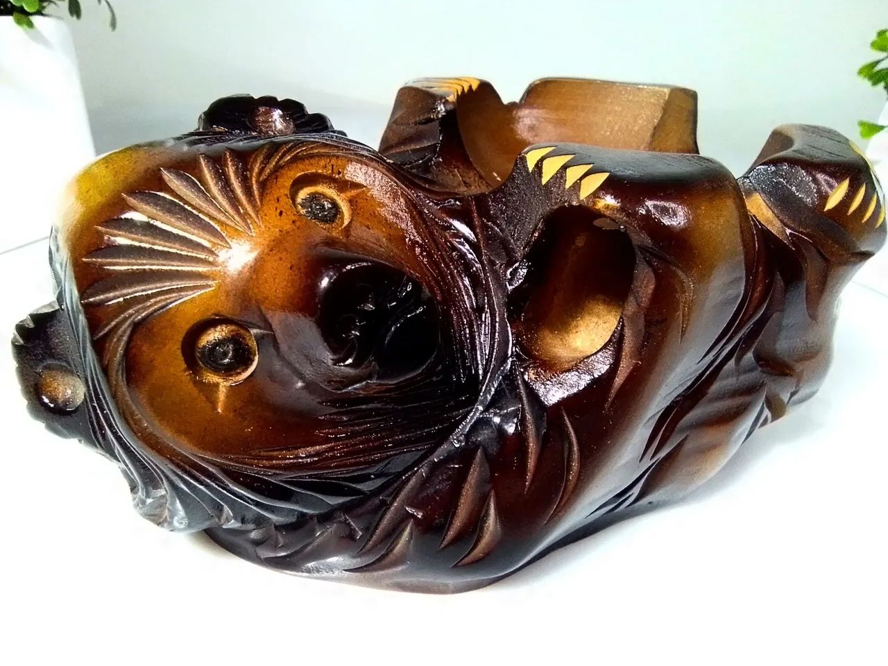 Antiga Escultura em Madeira - Kibori Kuma - Foto 3