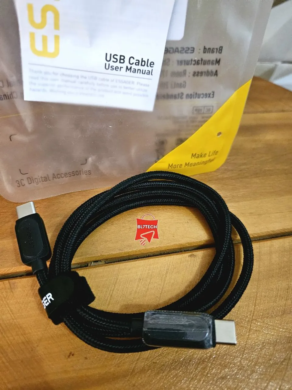 Cabo USB C - USB C Essager  - Carregamento Rápido