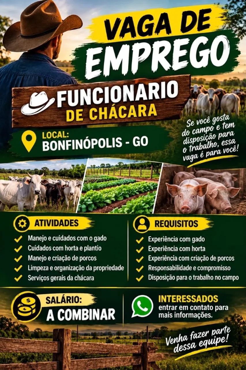 Vaga de Funcionário de chácara