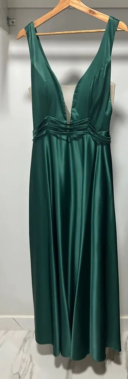 Vestido longo verde elegante tam 40 - Foto 4