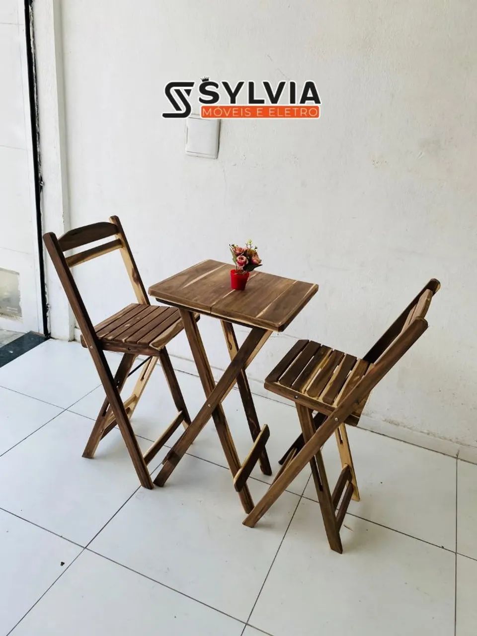 Conjunto dobrável bistrô sem verniz  - Foto 4