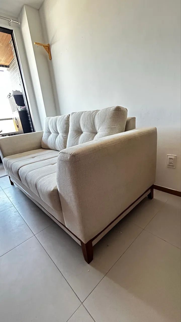 OFERTA e QUALIDADE IMPERDÍVEIS- sofá de madeira maciça e 100% linho - Foto 2