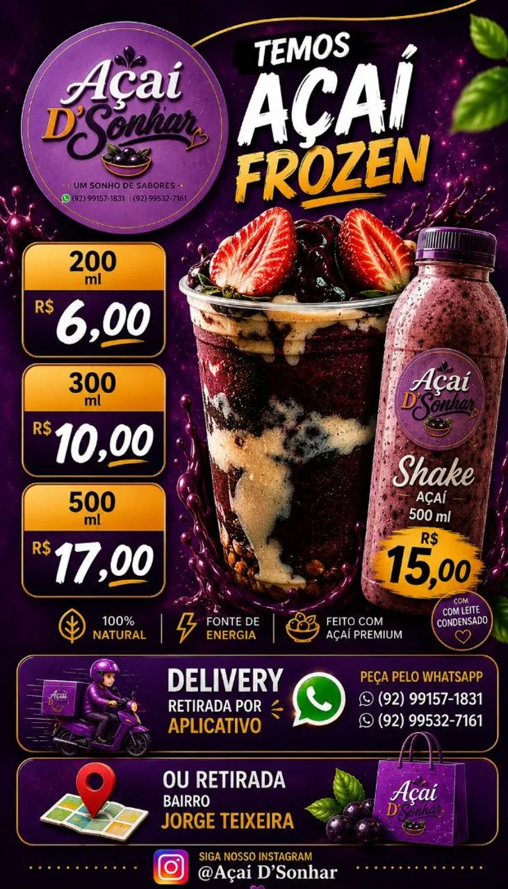 Açaí na garrafinha 15,00