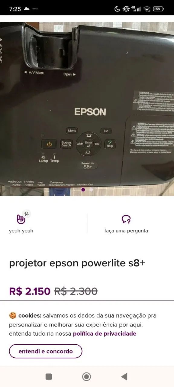 Vendo ou troco projetor epson zero 
