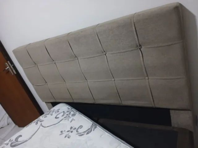 cama queen size com base, colchão e cabeceira - Foto 2