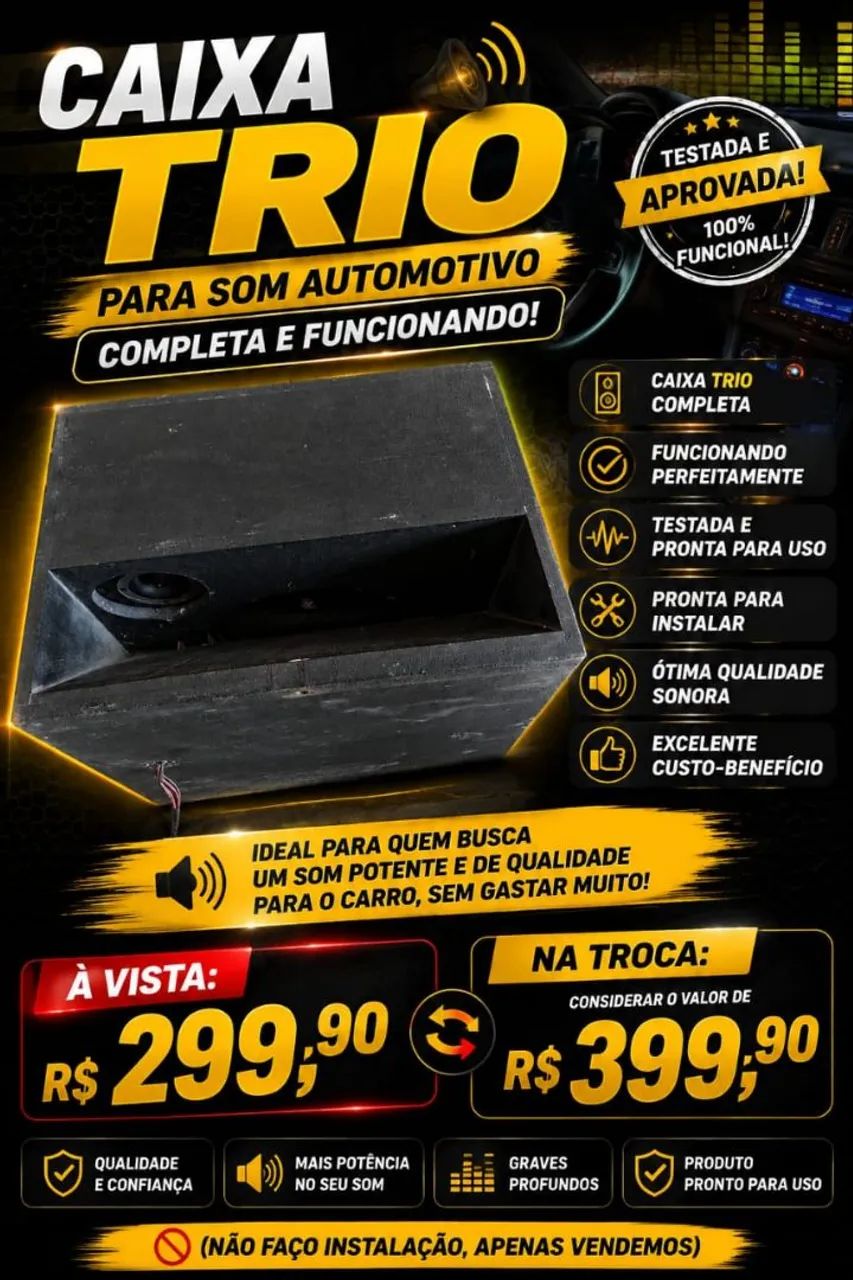 Caixa trio automotivo 