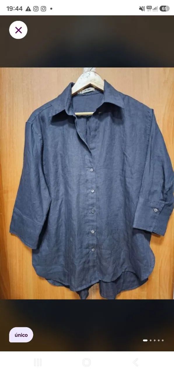 Camisa 100% linho azul marinho. Nova - Foto 2