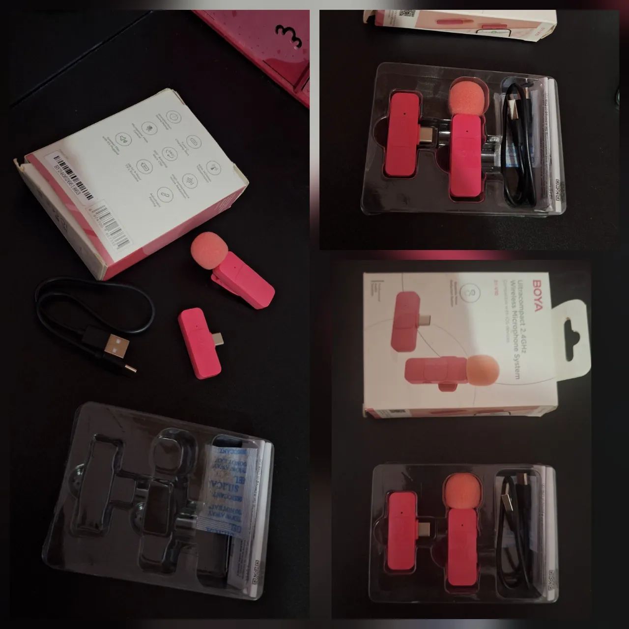 Microfone boya v10 edição rosa