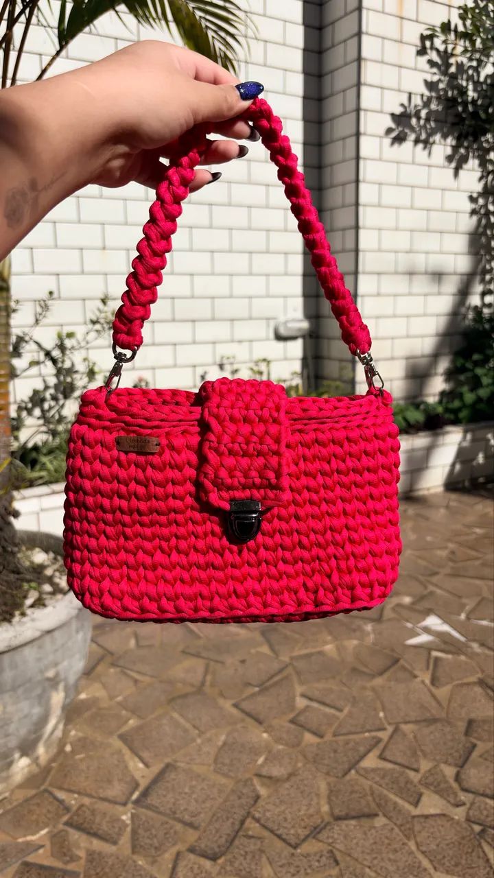 Bolsa de Crochê Rosa
