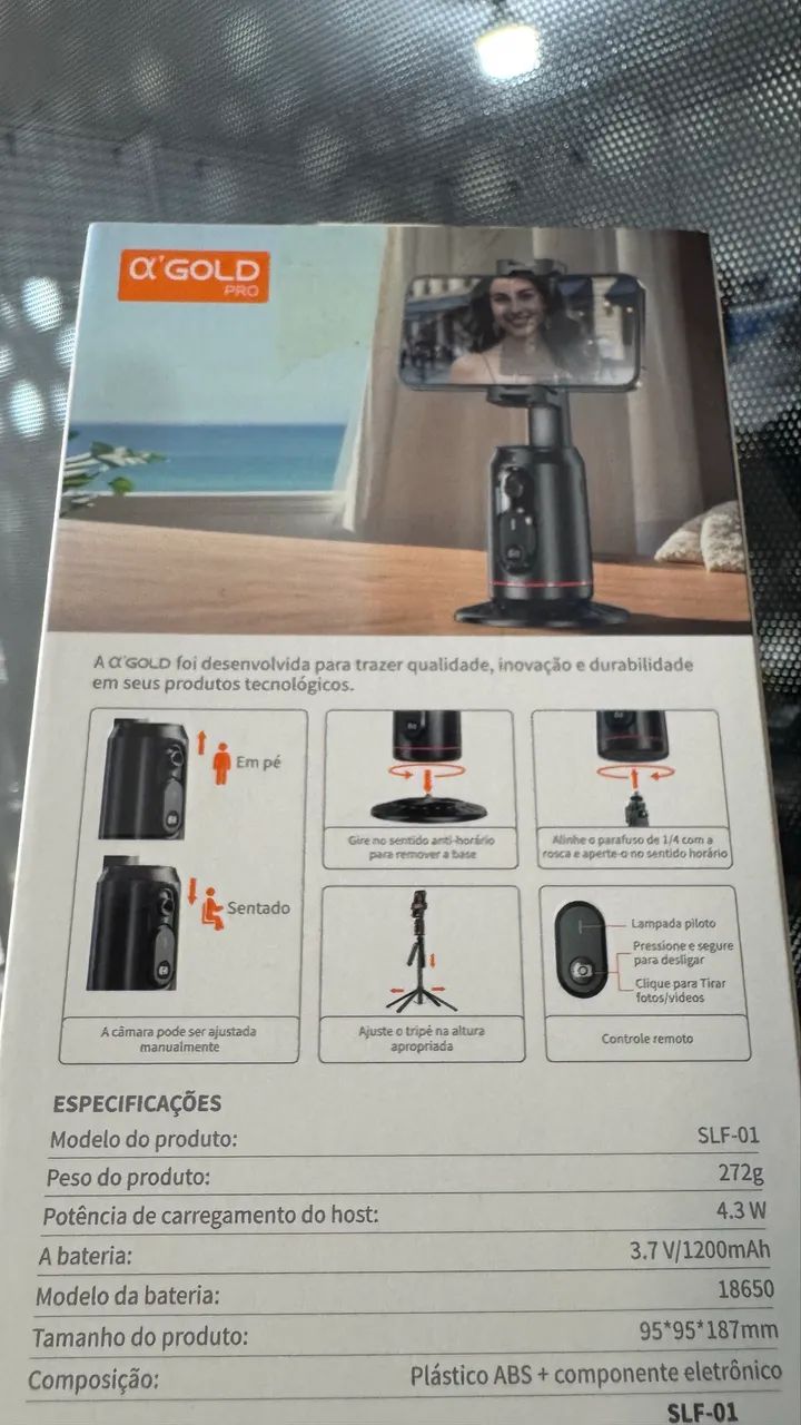 Suporte Inteligente 360° Rastreamento Facial A'Gold SLF-01 Recarregável - Foto 2